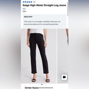 Ag Adriano Goldschmied Black Saige High Waist Straight Leg Jeans